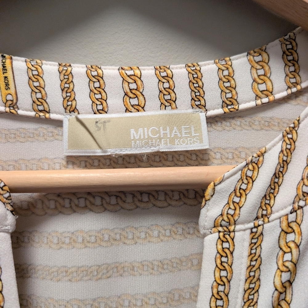 Michael Kors Chain Print Long Sleeve Blouse - Picture 4 of 13
